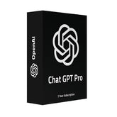 Black box packaging of OpenAI Chat GPT Pro with white logo and text on a white background